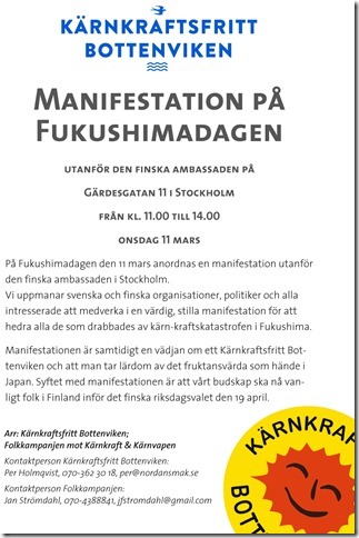 Manifestation på Fukushimadagen, Stockholm