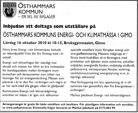 Östhammars kommuns energi- och klimatmässa i Gimo