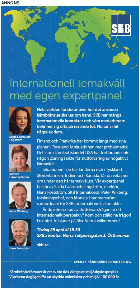SKB, Östammar 28 april 2015